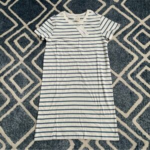 Pact Softspun T Shirt Dress Size Medium Organic Cotton Short Sleeve Paris Stripe
